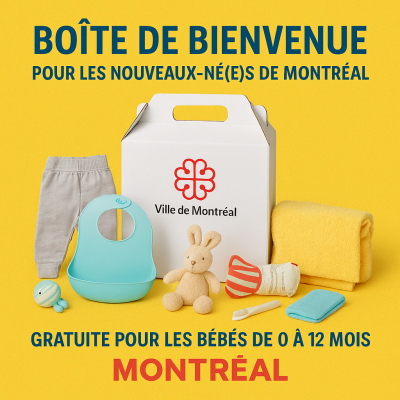 Boîte Bienvenue bébé pour les bébés montréalais