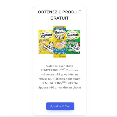 Gâteries gratuites Temptations pour chats