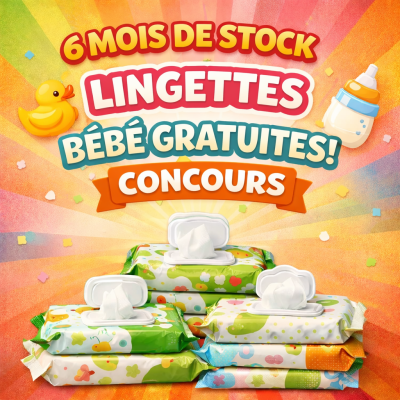 Approvisionnement de 6 mois de lingettes pour bébé gratuites